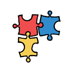 Puzzle game hand-drawn icon vector graphic illustration