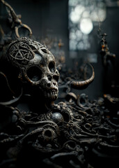 Ancient Ethnic Horror Symbols 3D illustration Printable Poster