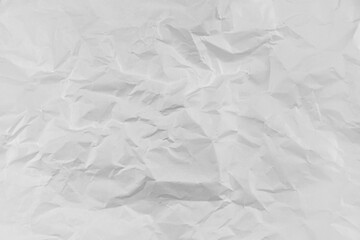 White crumpled paper texture background, clean white wrinkled paper, top view.