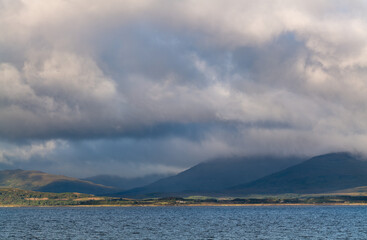 14 September 2022. Isle of Mull, Highlands and Islands, Scotland. This is the the mountains of Mull with cloud formations.