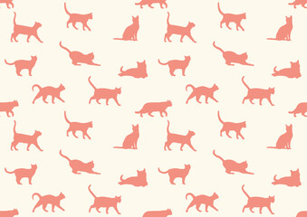 Seamless pattern of cat on background. Vector illustration animal silhouette wallpaper and fabric design and decoration.