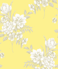 Fototapeta na wymiar Classic Popular Flower Seamless pattern background - For easy making seamless pattern use it for filling any contours
