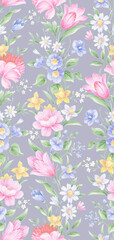 Obraz premium Classic Popular Flower Seamless pattern background. Perfect for wallpaper, fabric design, wrapping paper, surface textures, digital paper.