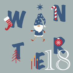 Christmas advent calendar - 25 hand drawn cards is a December countdown calendar vector illustration, christmas eve creative winter set with numbers.