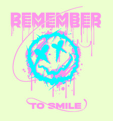 melting emoji icon illustration with custom slogan print