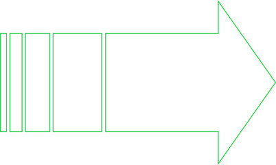 Green outlined arrow shape. Symbol for rising profit, income. Isolated png illustration, transparent background. Asset for overlay, montage, collage or presentation. Business concept.