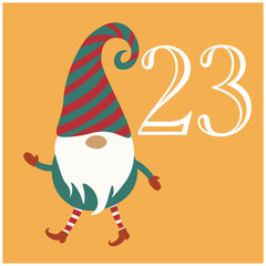 Christmas advent calendar - 25 hand drawn cards is a December countdown calendar vector illustration, christmas eve creative winter set with numbers.