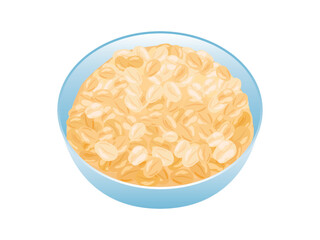 Bowl of oatmeal icon vector. Healthy cereal breakfast icon vector isolated on a white background. Oat flakes breakfast design element