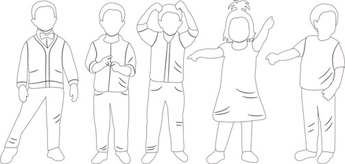 kids sketch ,contour on white background isolated vector