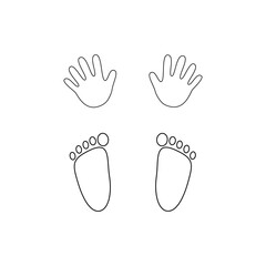 Baby s footprints and handprints, icon. Abstract concept. Flat design. Vector illustration on white background. outline