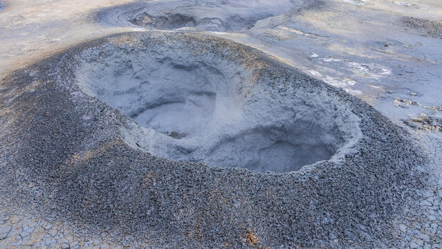 Steamy mudpot in geothermal area