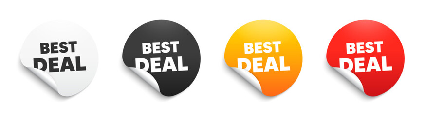 Best deal text. Round sticker badge with offer. Special offer Sale sign. Advertising Discounts symbol. Paper label banner. Best deal adhesive tag. Vector