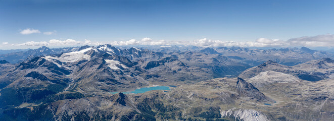 Fototapeta na wymiar Bernina range and Bianco lake, Italy