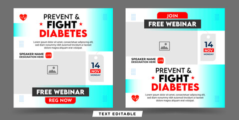 World diabetes day awareness social media post webinar banner