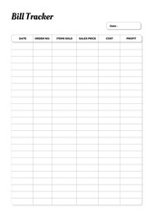 Business  Planner Templates Bill Tracker