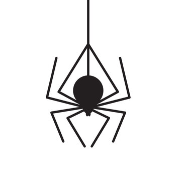 Boo Spider Icon, Black Widow Silhouette, Halloween Symbol, Arachnid Sign, Bug Pictogram
