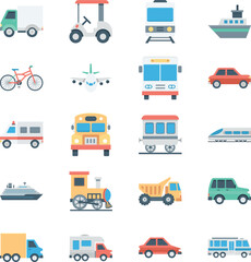 Transports Colored Vector Icons 