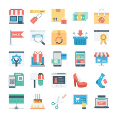 Shopping and ECommerce Colored Vector Icons

