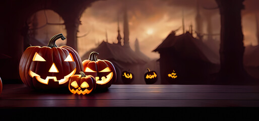 Halloween Sale Backdrop Horrific Halloween Pumpkin Graveyard Scene Dark Colors Abstract Illustration Background Game And Movie Concept Art
