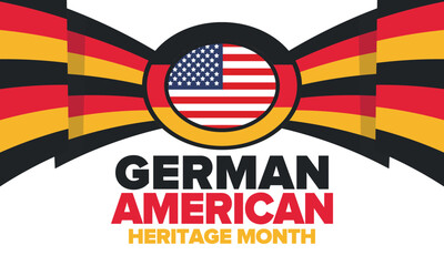 German-American Heritage Month. Happy holiday celebrate annual in October. Germany and United States flag. Culture month. Patriotic design. Poster, card, banner, template. Vector illustration