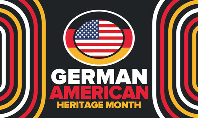 German-American Heritage Month. Happy holiday celebrate annual in October. Germany and United States flag. Culture month. Patriotic design. Poster, card, banner, template. Vector illustration