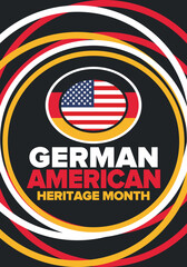German-American Heritage Month. Happy holiday celebrate annual in October. Germany and United States flag. Culture month. Patriotic design. Poster, card, banner, template. Vector illustration