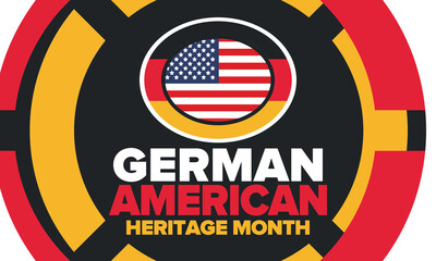 German-American Heritage Month. Happy holiday celebrate annual in October. Germany and United States flag. Culture month. Patriotic design. Poster, card, banner, template. Vector illustration