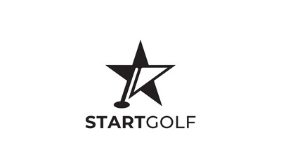 Obraz premium star and golf flag logo icon design