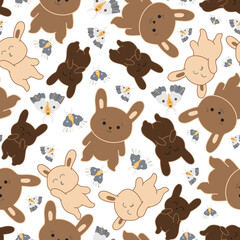 cute baby bunny seamless pattern background
