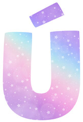 Uppercase Letter Ú Fantasy alphabet rainbow unicorn