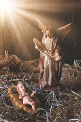 Fototapeta premium Nativity scene. Traditional Christmas scene.