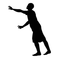 Zombie silhouette vector, Halloween devil in black and white.