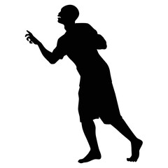 Zombie silhouette vector, Halloween devil in black and white.