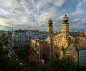 Budapest, Hungary. Dohany street Synagogue aerial view. This is an Jewish memorial center also...