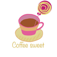 cup of coffee on candy sweet