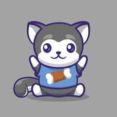 cute puppy character wearing mascot icon 