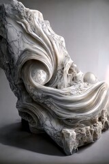 Abstract marble baroque sculpture, 3d render