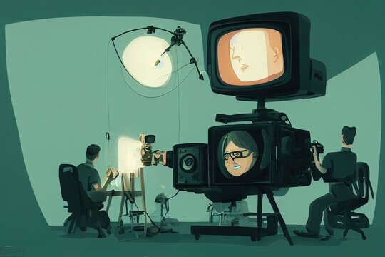 Camera Operators, Television, Video, and Motion Picture ,Cartoon illustration V1 High quality 2d illustration
