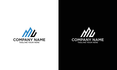 Letter MU Logo Symbol. Initial Monogram Logo. Vector logo for business and company identity on a black and white background.