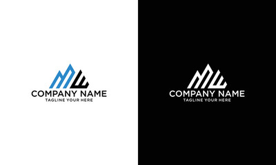 Letter MW Logo Symbol. Initial Monogram Logo. Vector logo for business and company identity on a black and white background.