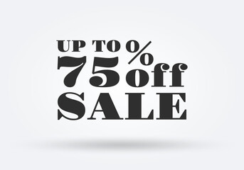 Sale icon. 75 percent price off. Discount tag, label or sign. Promotion sticker design. Business, advertising, marketing badge. Vector illustration.