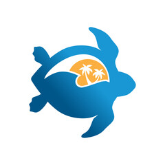 tropical beach inside turtle shell