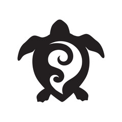 turtle with Maori tattoo shell, logo icon