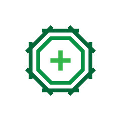 Octagon with Plus logo design vector