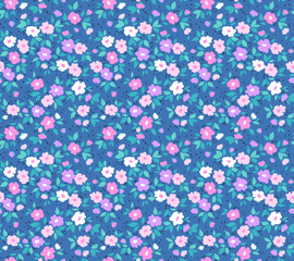 Vector seamless pattern. Pretty pattern in small flowers. Small colorful pastel flowers. Pale blue background. Ditsy floral background. The elegant the template for fashion prints. Stock vector.