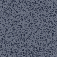 Beautiful floral pattern in small leaves. Small dark blue flowers. Blue gray background. Ditsy print. Floral seamless background. The elegant the template for fashion prints. Stock pattern.