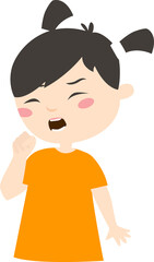 The girl is sick icon. The girl coughs. Cold. Quarantine. The child got sick.