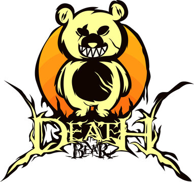 teddy Bear death metal illustration. horror art, t-shirt design, printing design