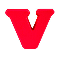letter V uppercase alphabet plastic on white background with Clipping path