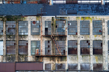 Derelict building with broken windows